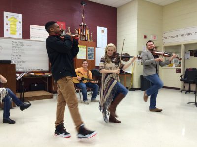 Annie Moses Band taught the students at Carvers Bay High School the fun of bluegrass music!