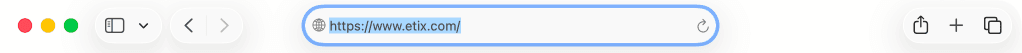 Browser URL showing a valid website for www.etix.com