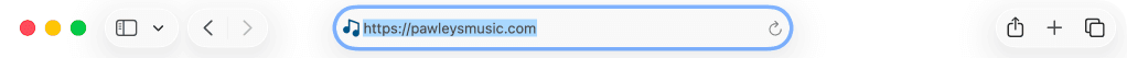 Browser URL showing a valid website for pawleysmusic.com